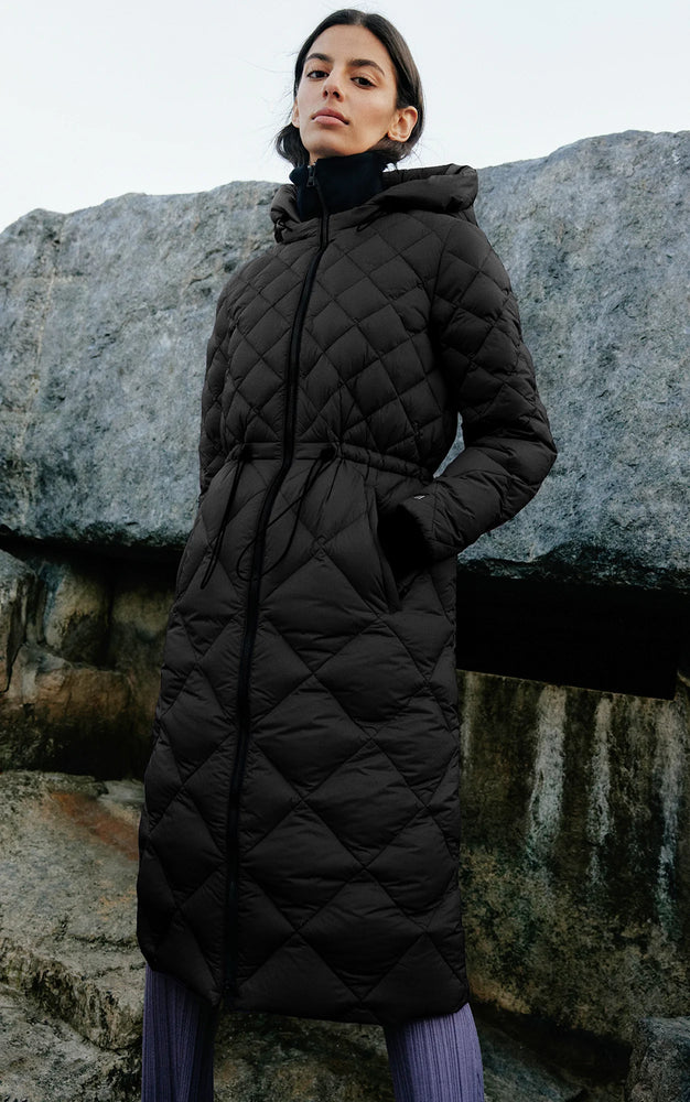 Manteau long à capuche en duvet léger durable AIME