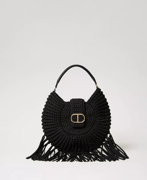 Sac à main rond crocheté à franges