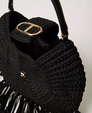 Sac à main rond crocheté à franges
