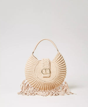 Sac à main rond crocheté à franges