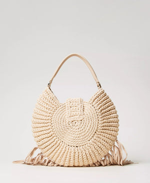 Sac à main rond crocheté à franges