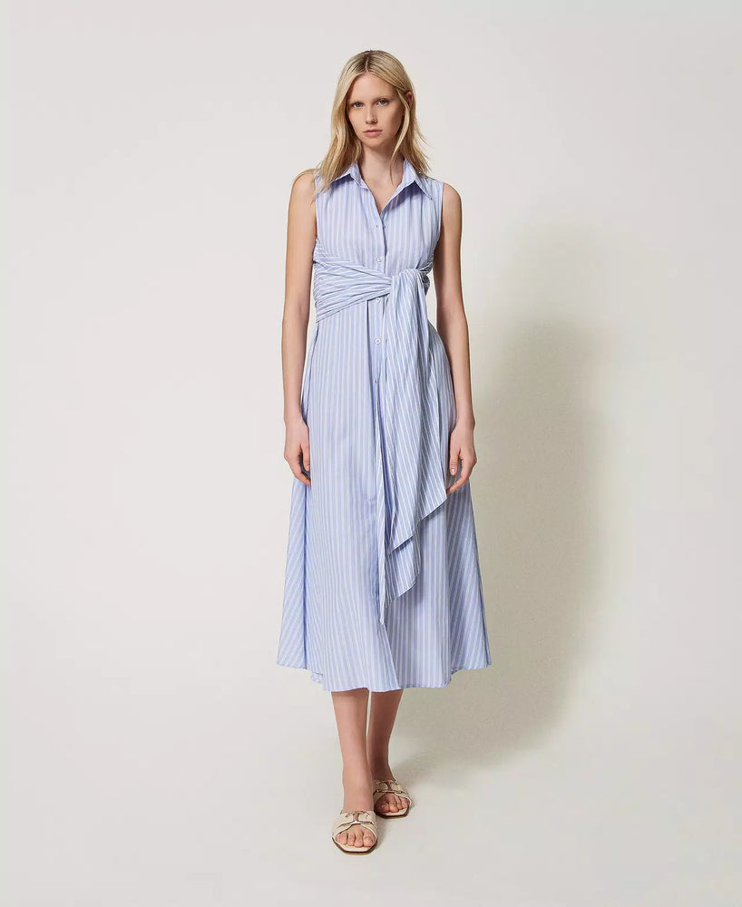 Robe chemisier à rayures à nouer