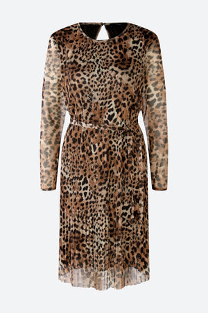 Pleated mid-length leopard print dress