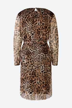 Pleated mid-length leopard print dress