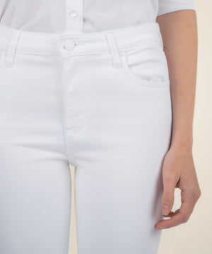 Jean écourté à taille haute à jambe semi-évasée