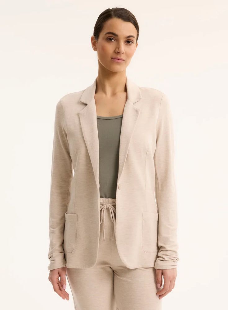Blazer droit à fermeture à bouton unique en French Terry
