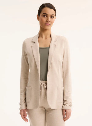 Blazer droit à fermeture à bouton unique en French Terry