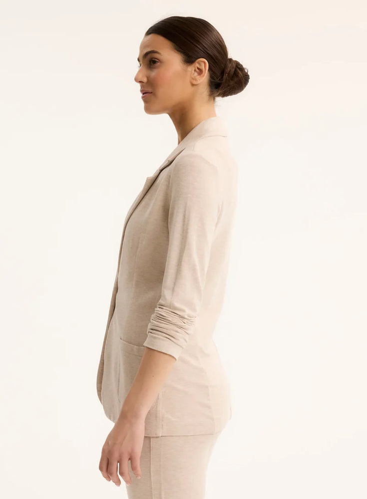 Blazer droit à fermeture à bouton unique en French Terry