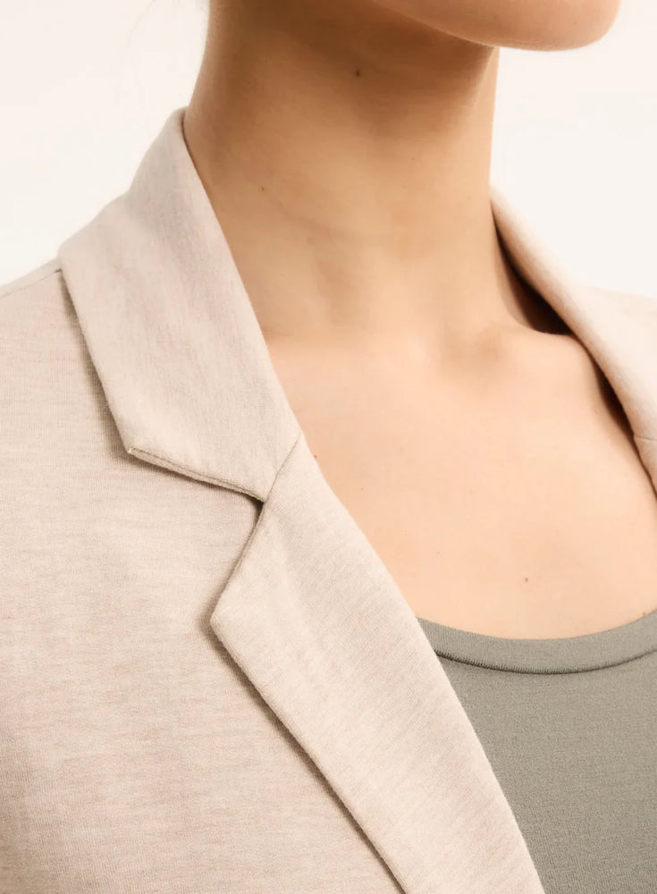 Blazer droit à fermeture à bouton unique en French Terry
