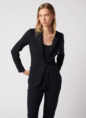 Blazer droit à fermeture à bouton unique en French Terry