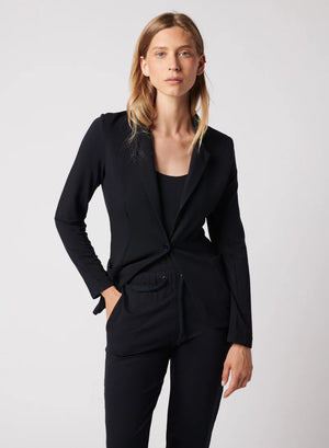 Blazer droit à fermeture à bouton unique en French Terry