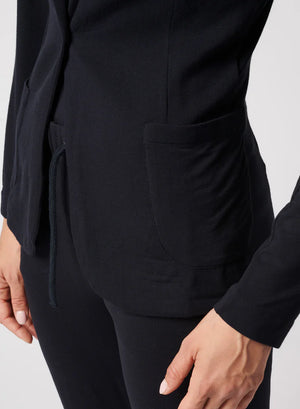 Blazer droit à fermeture à bouton unique en French Terry
