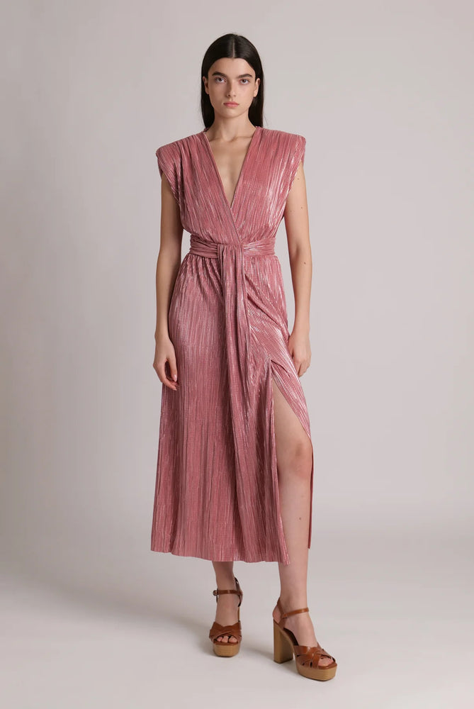 HARVEY shimmering mid-length wrap dress