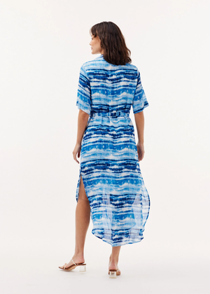 Robe chemisier maxi à imprimé Shibori