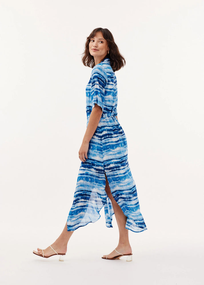 Robe chemisier maxi à imprimé Shibori