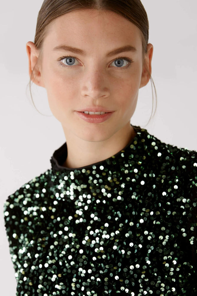 Sequin mid-length dress with long sleeves