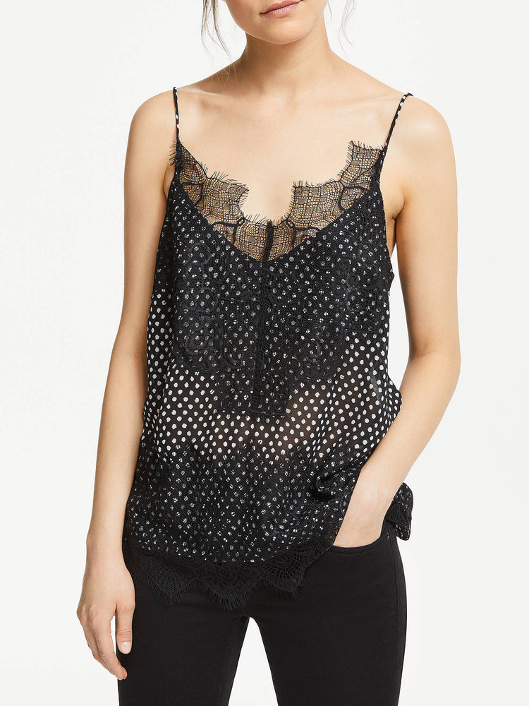 tank top with dots and lace