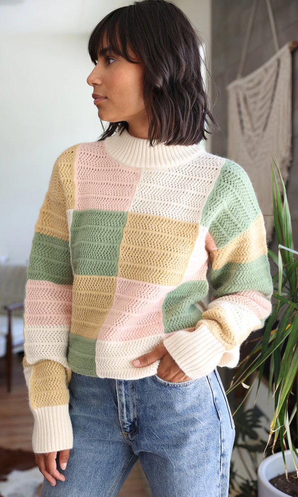 Patchwork knit jumper