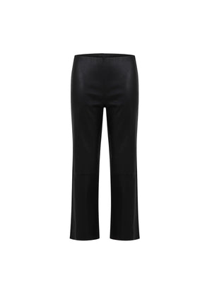 Fitted leather pants with straight leg