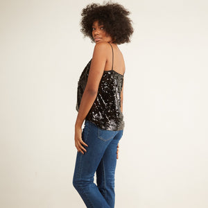 tank top with sequins spaghetti straps
