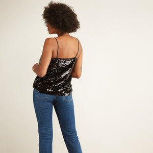 tank top with sequins spaghetti straps