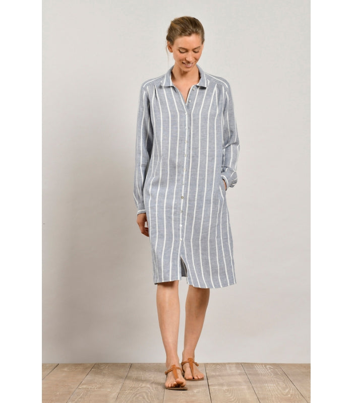 Marina long sleeve shirt-dress with belt