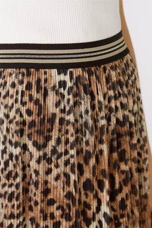 Jupe plissée à motif léopard