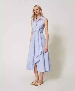 Robe chemisier à rayures à nouer