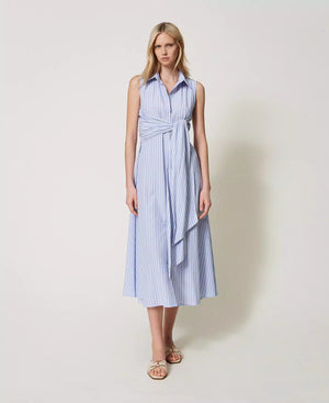 Robe chemisier à rayures à nouer