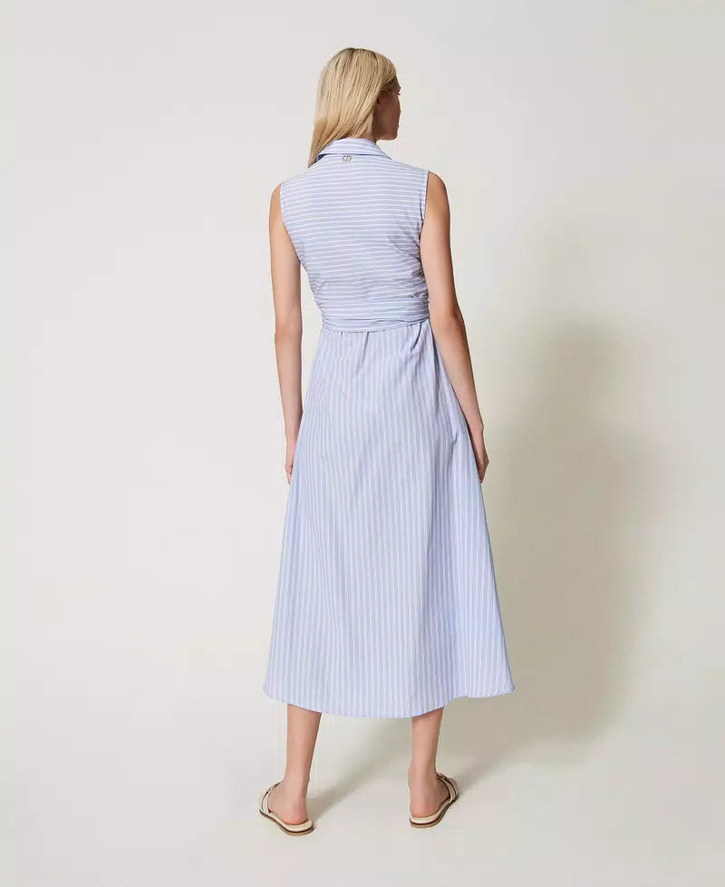 Robe chemisier à rayures à nouer