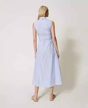 Robe chemisier à rayures à nouer