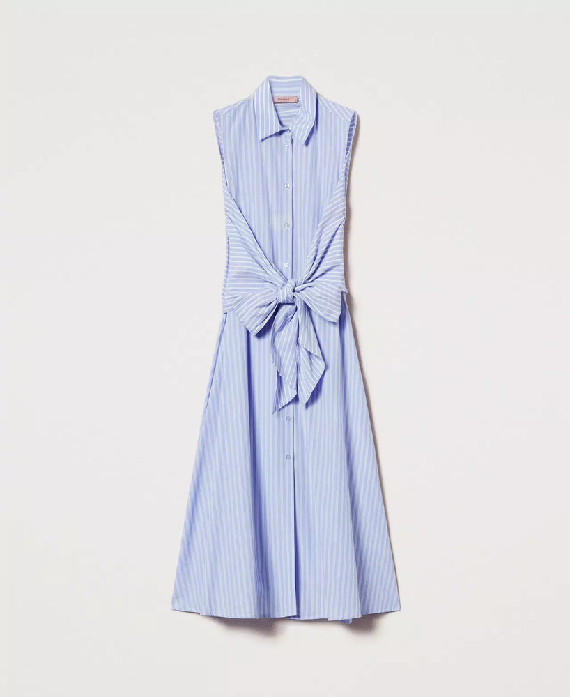 Robe chemisier à rayures à nouer