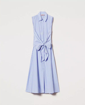 Robe chemisier à rayures à nouer