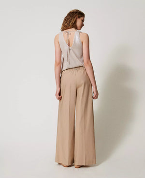 Pantalon à jambe large en popeline