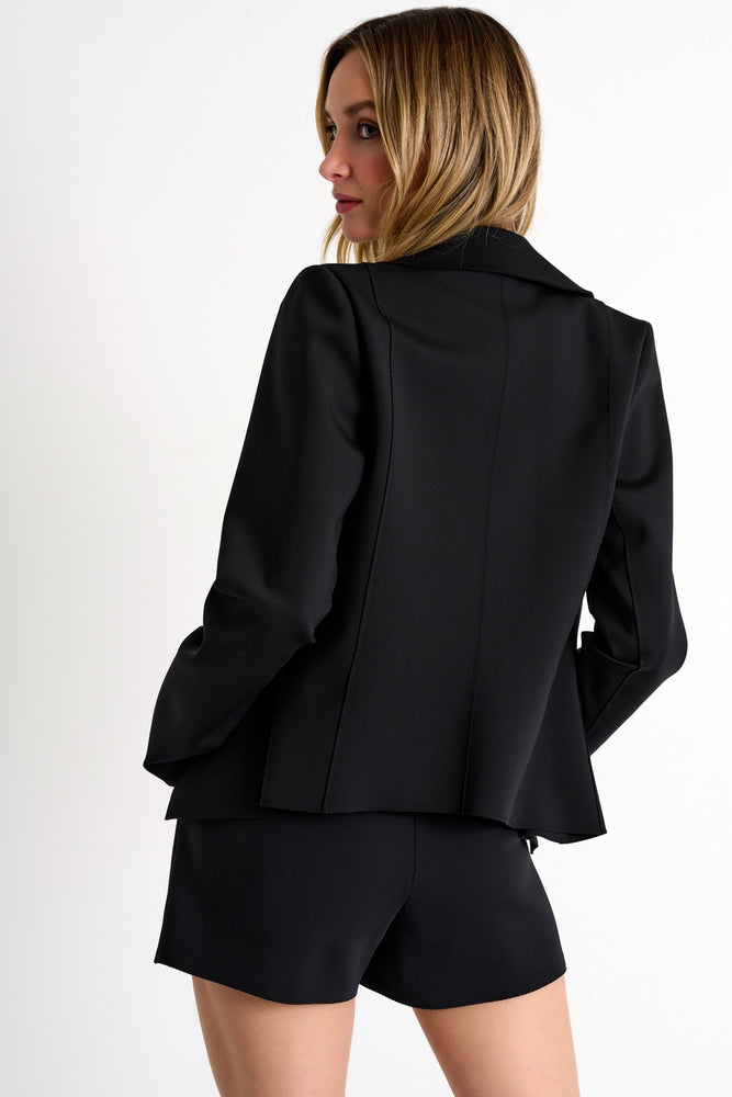 Blazer écourté ajusté en polyamide extensible