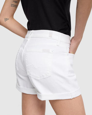 Short à ourlet roulé en demin