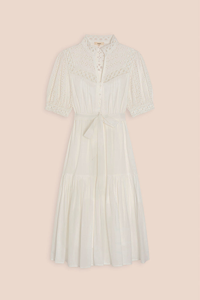 Robe mi-longue à broderie anglaise CARLA