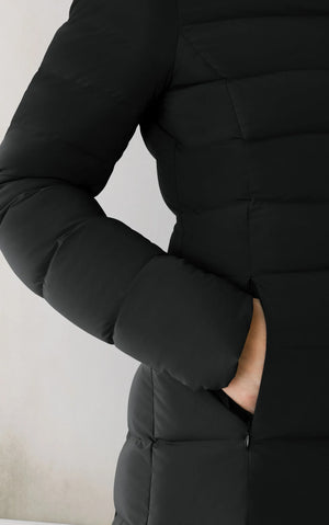 Manteau mi-long extensible en duvet