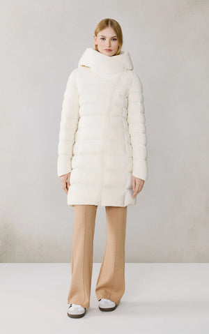 Manteau mi-long extensible en duvet