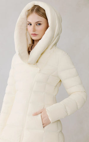 Manteau mi-long extensible en duvet