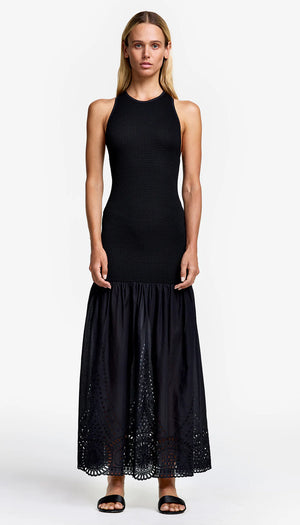 Robe longue à dos nageur à jupe en coton