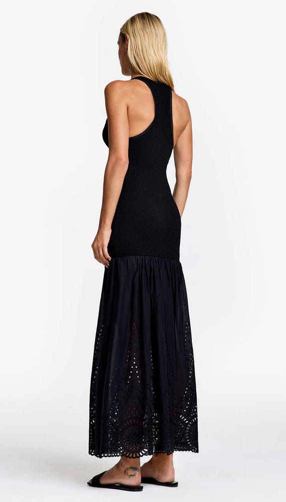 Robe longue à dos nageur à jupe en coton