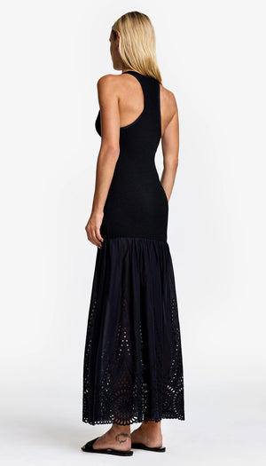Robe longue à dos nageur à jupe en coton