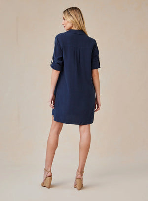 Robe-chemisier ligne A en tencel